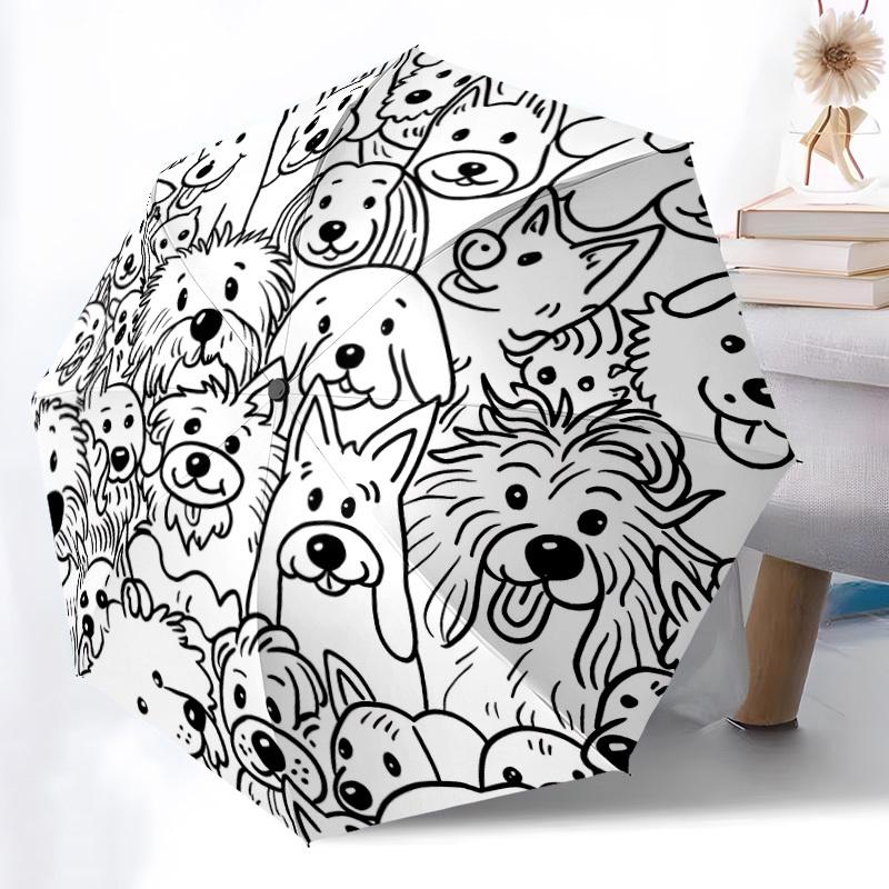 1pc Puppies Dogs Automatic Open/close Umbrella, 8-Rib sturdy structure, Auto Folding/Opening, Portable Travel Umbrella for Women,183
