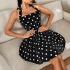 Sexy Square Neck High Waist A Line Short Strap Dress For Women Summer