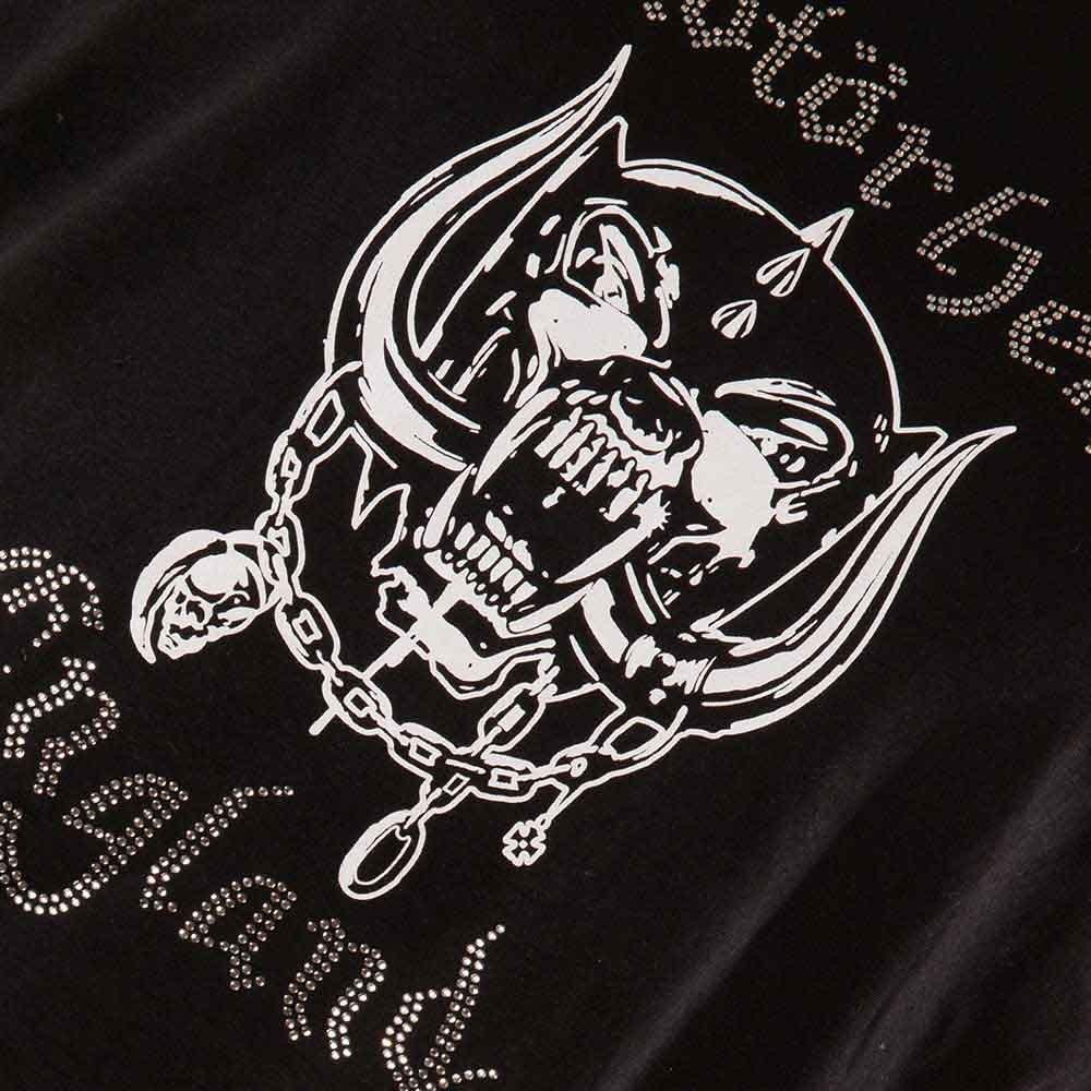 Motorhead T Shirt England diamante logo new Official Womens Skinny Fit Black Unisex T-Shirt XL