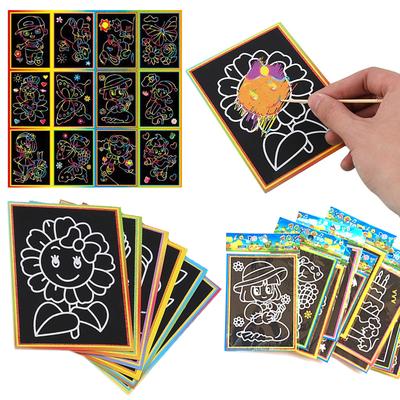 10Sheets/Set Rainbow Magic Scratch Drawing Paper Multicolored Painting Teaching Tools School Artclass Aids Graffiti Supplies ZYF