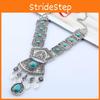 Ethnic Style Simulation Gemstone Decoration Women Metal Necklace With Tassel