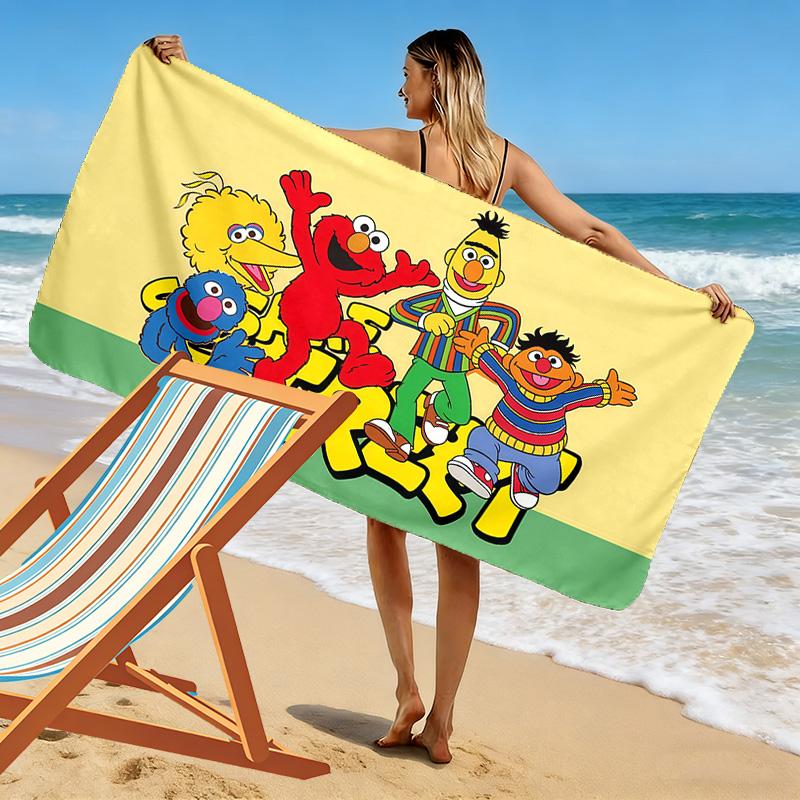 Sesame Street2 Print Beach Towel, Large Soft Quick Dry Towel for Beach Camping Swimming