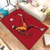 "Soccer Player In Action On Red" Patterned Carpet, Non Slip Mat Suitable for Living Room and Bedroom Sofas