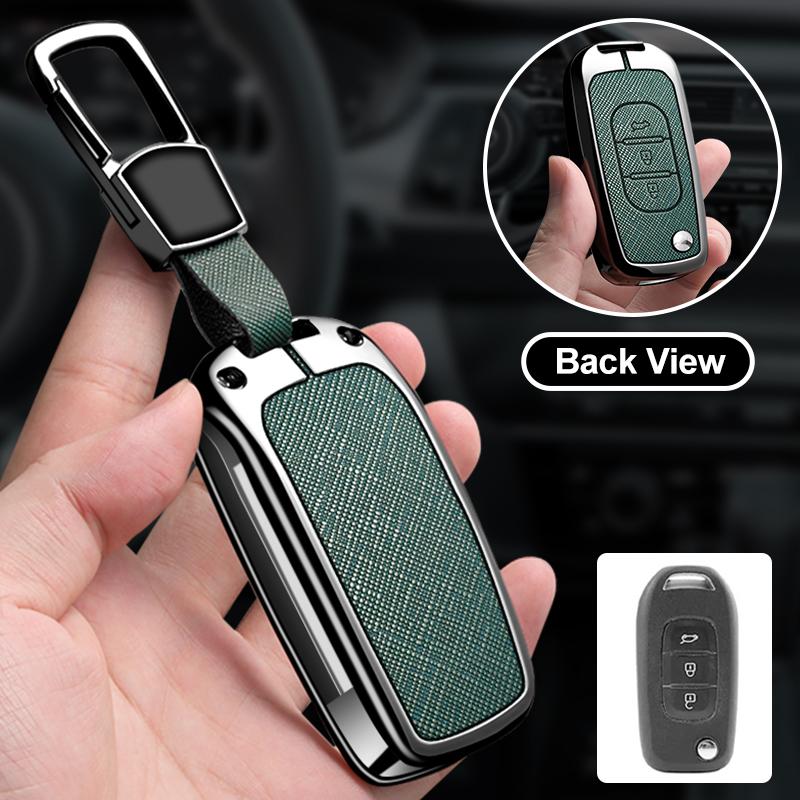 Zinc Alloy Leather Car Key Cover Fits Renault Sandero Koleos Captur Kadjar Megane Clio 5 Austral Logan Arkana Koleos Key Shell
