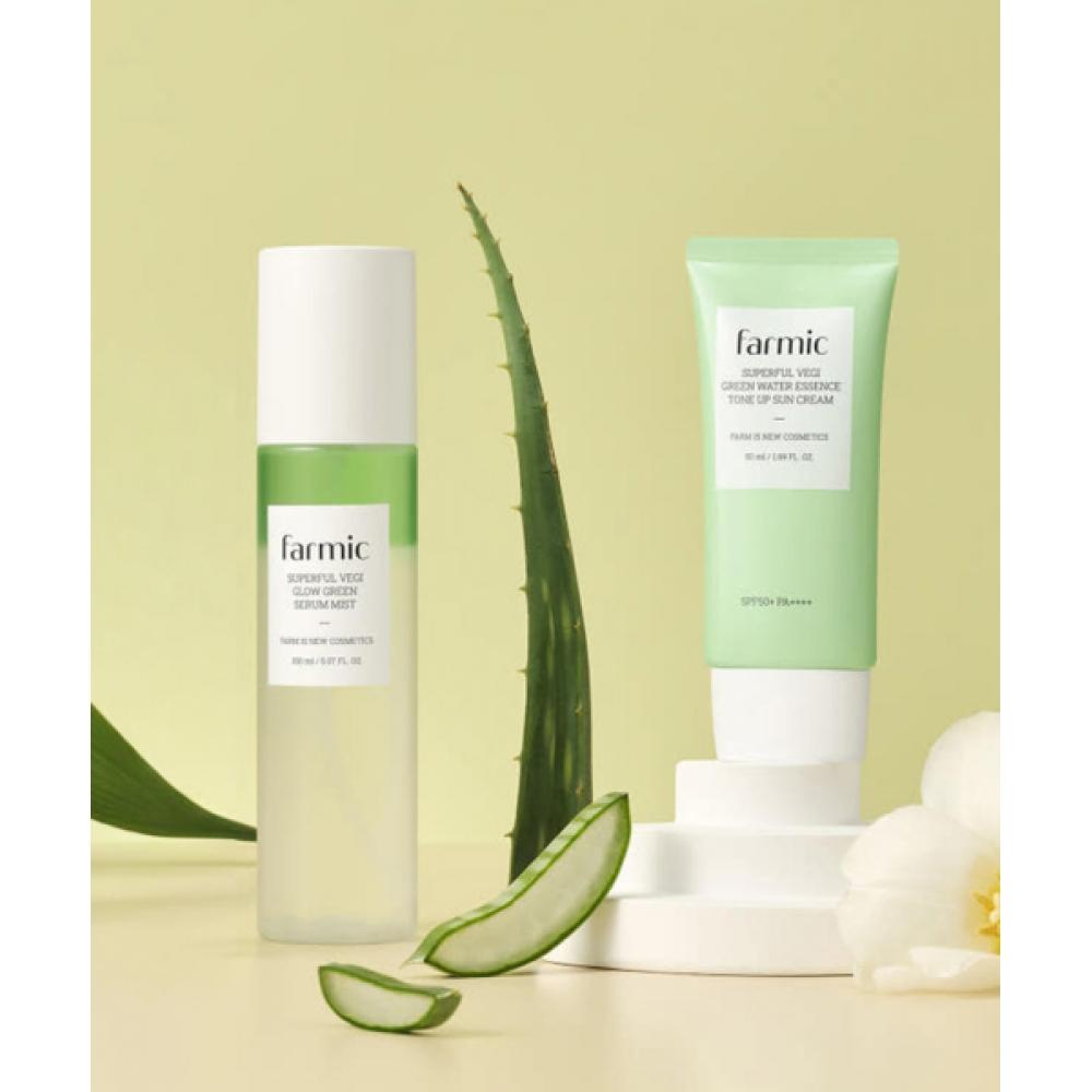 

Farmic SUper Full Veggie Glow Green Serum Mist 150мл + Зеленый Водный Эссенциальный Тон-ап Солнцезащитный Крем 50мл NONE