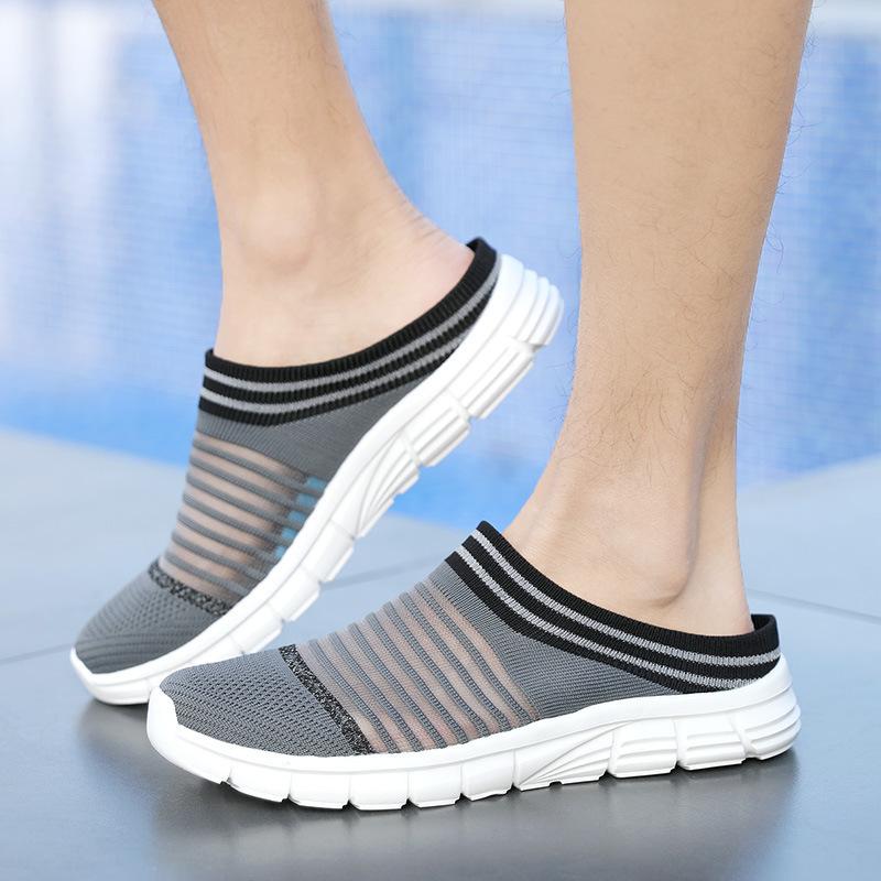 Large Size Couple Shoes Couple Half Slippers Casual Shoes Bag Head, Fly-woven Light Shoes