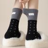 Plush Socks Medium Tube Socks Retro Polka Dot Cloth Label Stacking Stockings Plush Thickened Thermal Socks