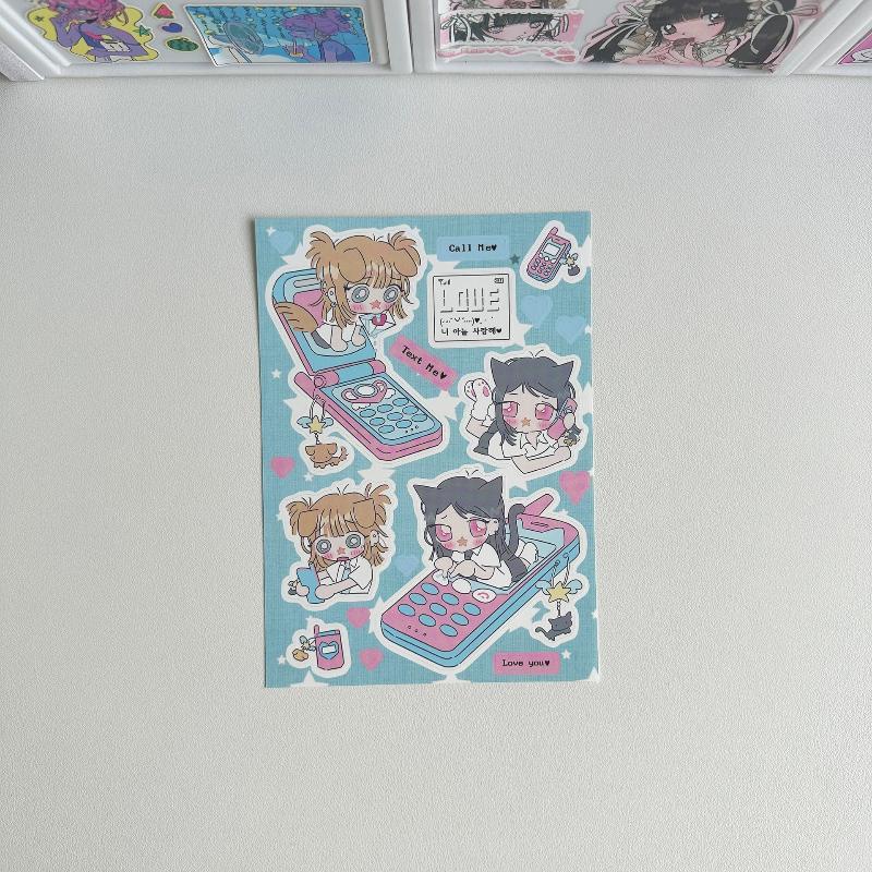 1/8 Sheets Cute Cartoon Cool Girl Character Stickers For Hand Account Diary Notebook Scrapbook Diy Decor
