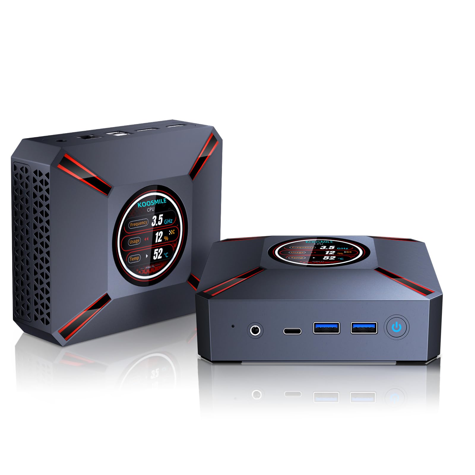 

KOOSMILE Міні-компактний ПК з Intel 20 Максимальна частота 32 ГБ 1 ТБ або 2 ТБ PCIe Розширений ПК з потрійним дисплеєм, i9-12900HK (14 ядер, потоків, 5,0 ГГц),