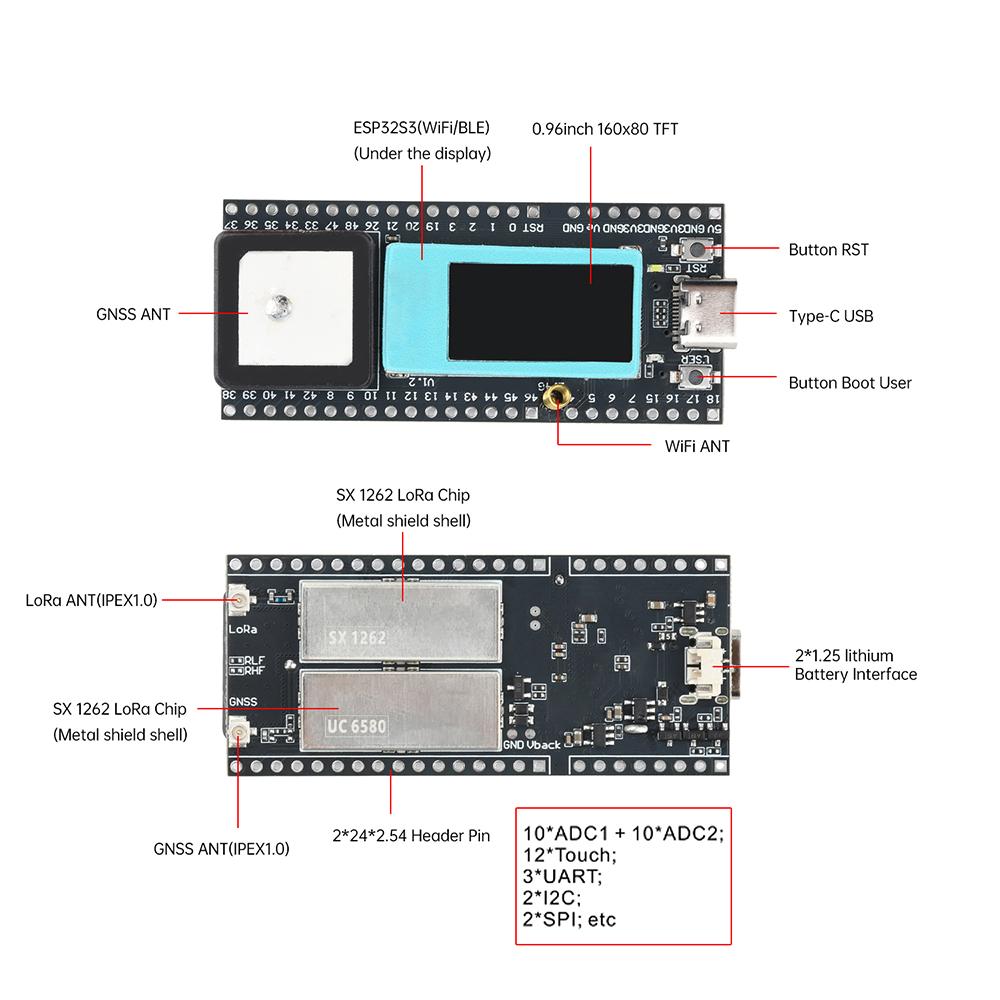 111-111MHz /861-918MHz Wireless Tracker ESP11 LoRa Meshtastic Network Asset Tracker Wi-Fi Bluetooth -compatible GPS Tracker