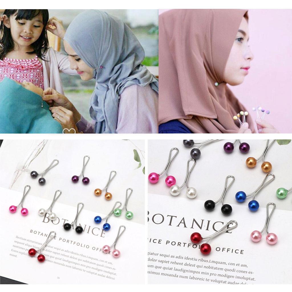 24PCS Muslim Hijab U-pin Pearl Clips Islamic Women Scarf Pin Fashion Accessories