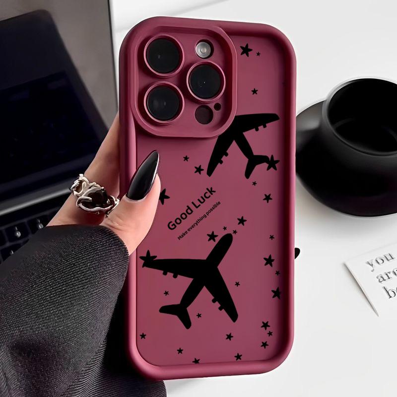 Husă de Silicon de Lux Antishock cu Model Avion Pentru iPhone 16 15 14 Pro Max 11 12 13 Pro 16E XR 15 16 Plus Husă Moale TPU pentru Telefon