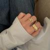 Korean Fashion Gold Silver Plated Rings for Women Big Large Square Open Finger Ring Chunky Jewelry 2024 New Hot