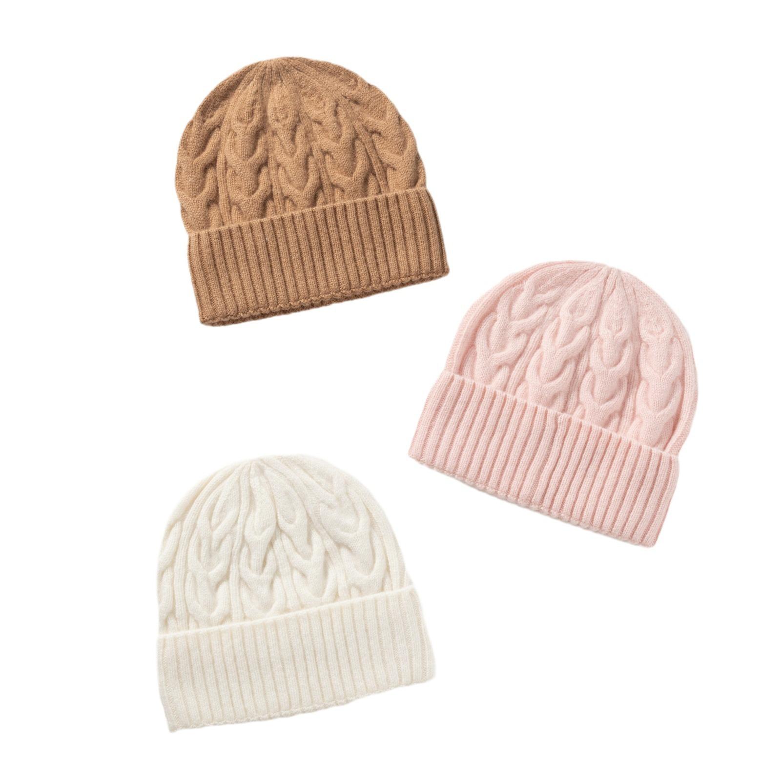 Зимняя однотонная шерстяная шапка из 100% чистой шерсти для девочек — фото 6