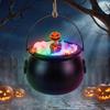 Window Display Ornaments Halloween Cauldron Light, Color Changing Glowing Pumpkin Skull Hanging Battery Operated Haunted House Decor Decor,