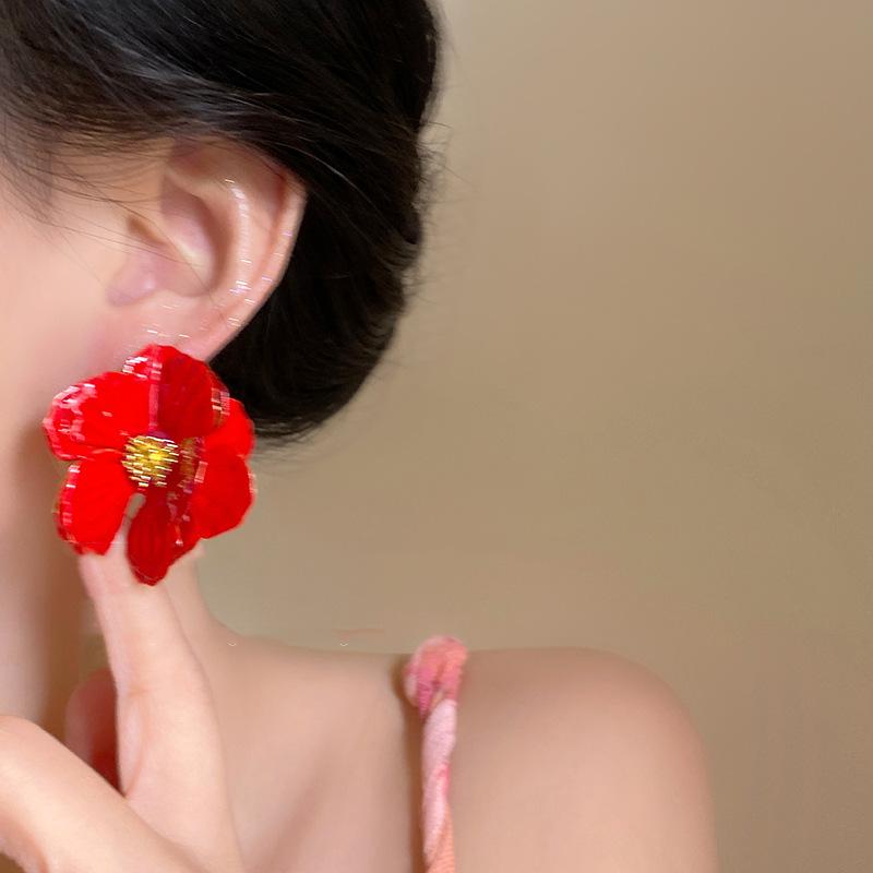 Dripping Flower Super Fairy Temperament Earrings Fashion Personality Design Earrings Advanced Sense Sweet Versatile Earrings Women