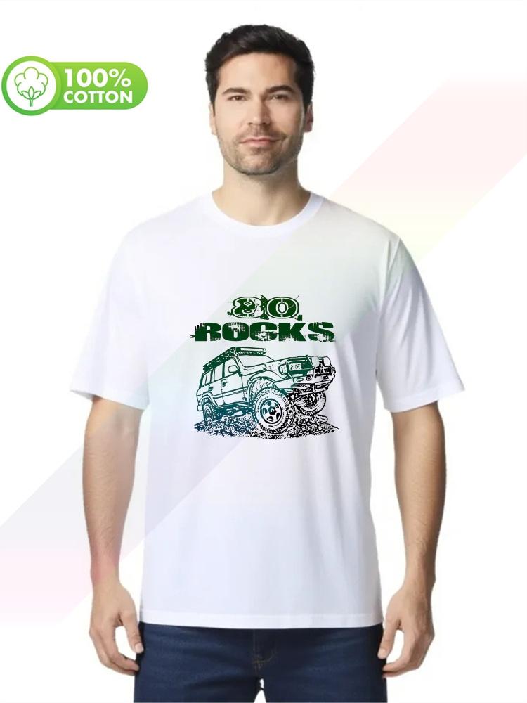 Selling 100% Cotton Men's T-shirt Short Sleeve O-Neck 80 Rocks With Fj80 Land Cruiser Image Sum