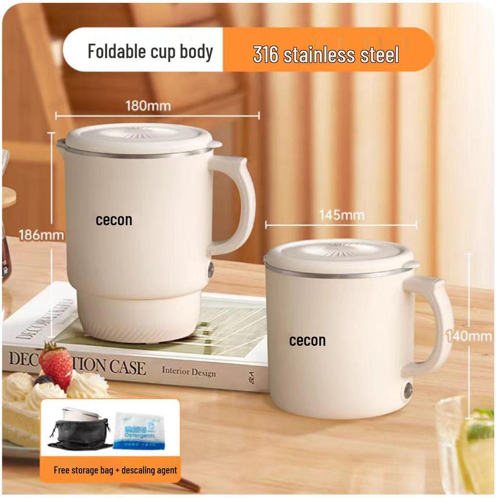 Xike Compact Folding Electric Kettle, Mini 304/316 Stainless Steel, Keep Warm Feature, Portable Design
