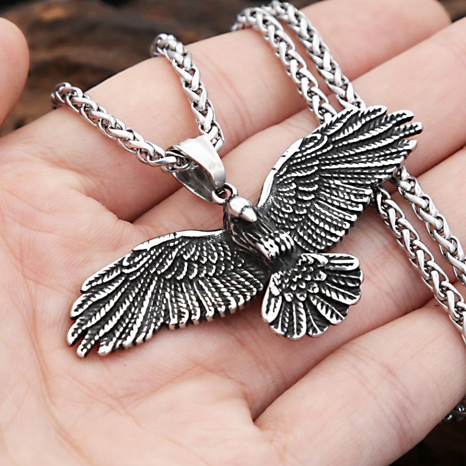 Neue Mode 316L Edelstahl Adler Anhänger Halsketten Für Männer Frauen Hip Hop Biker Wikinger Tier Halskette Party Schmuck Geschenke