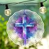1pc Purple Fantasy Cross Pattern Mandala Wind Chime - Durable Metal, Cosmic Design with Swirling Blue & Purple Hues, Perfect for Garden
