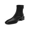 Fashion versatile French retro soft leather thick heel short boots women's 2025 autumn and winter new round head rear zipper thin boots