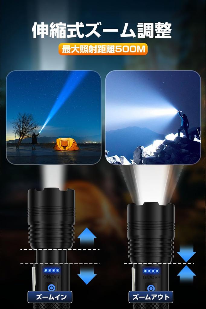 Powerful LED Flashlight Rechargeable with 5800mAh 26650 High Handheld Zoom COB IPX6 Maglite Magnetic LED Compatible with AAA for Power Disaster and