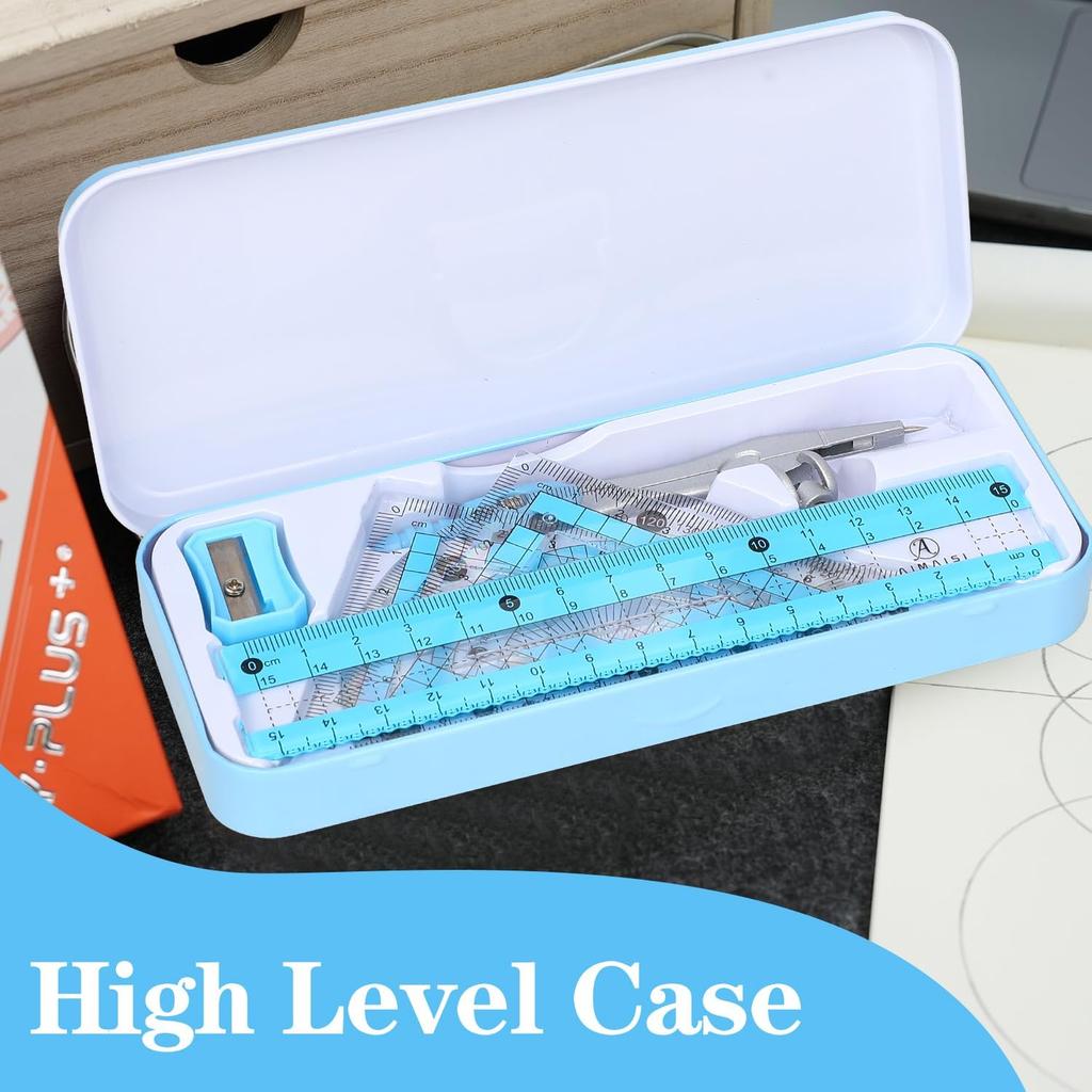 Compass Geometry Tool Geometry Set Drafting Drawing Compass and Protractor Set with Box Math Geometry Compass for Geometry Metal Compass Geometry Kit