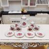 1 Set 15Pcs Miniature Tableware Ceramic Tea Set Dollhouse Playhouse Toys Pocket Mini Tea Set Mini Food Toys Gift