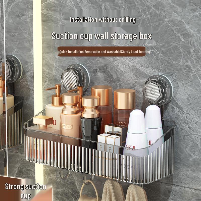 Punch-Free Suction Cup Wall Rack for Bathroom - Cosmetics & Washstand Organizer