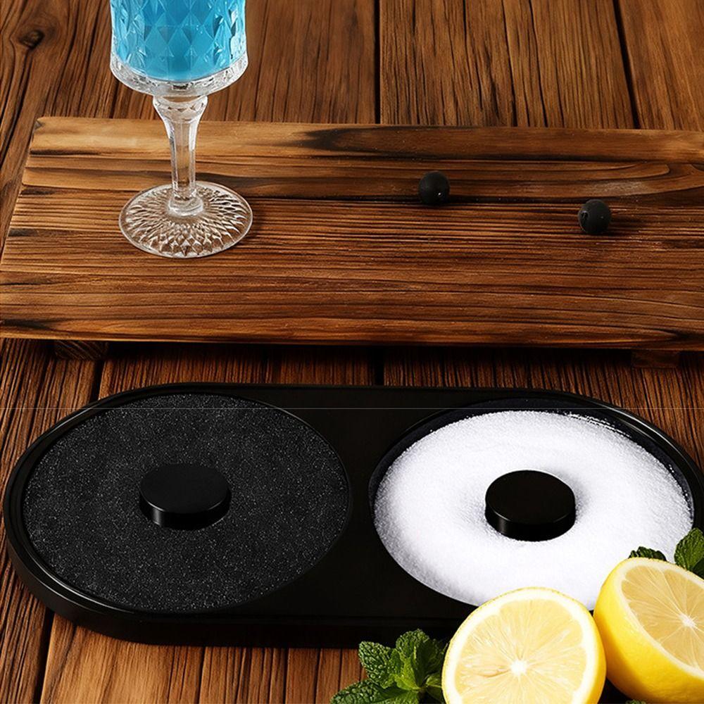 2 Compartment Margarita Salt Rimmer Single Layer with Sponge Salt Rimmer Box Versatile Easy to Use Glass Rimming Tray Home Party