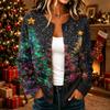 Women's Casual Christmas Print Long Sleeve Knit Cardigan Button Front Sweater for Fall