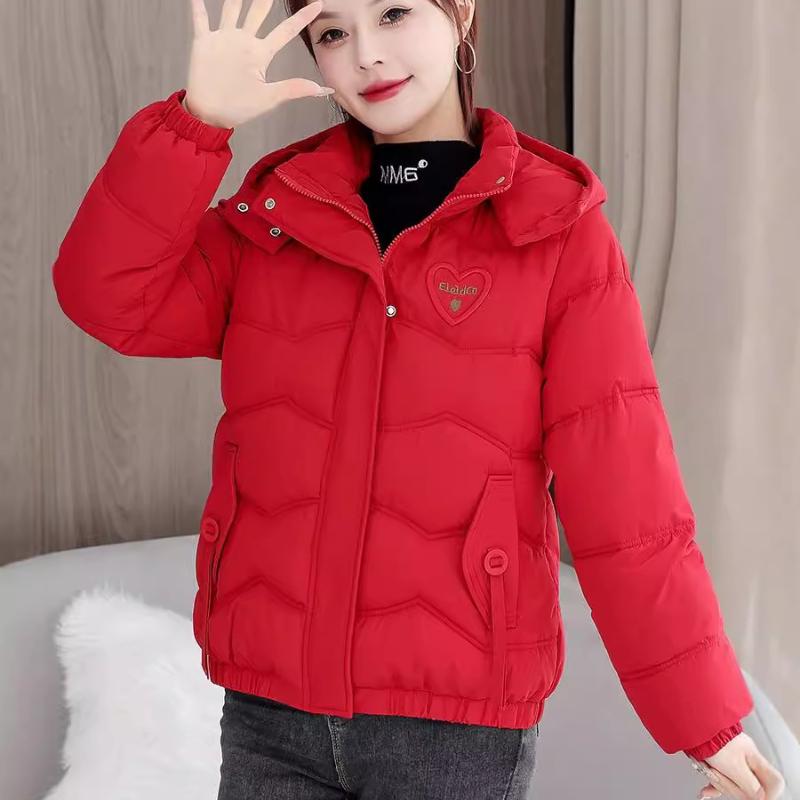 Windproof lightweight hooded thickened fluffy warm cold loose short section of high-quality fabric casual sports jacket cotton jacket coat