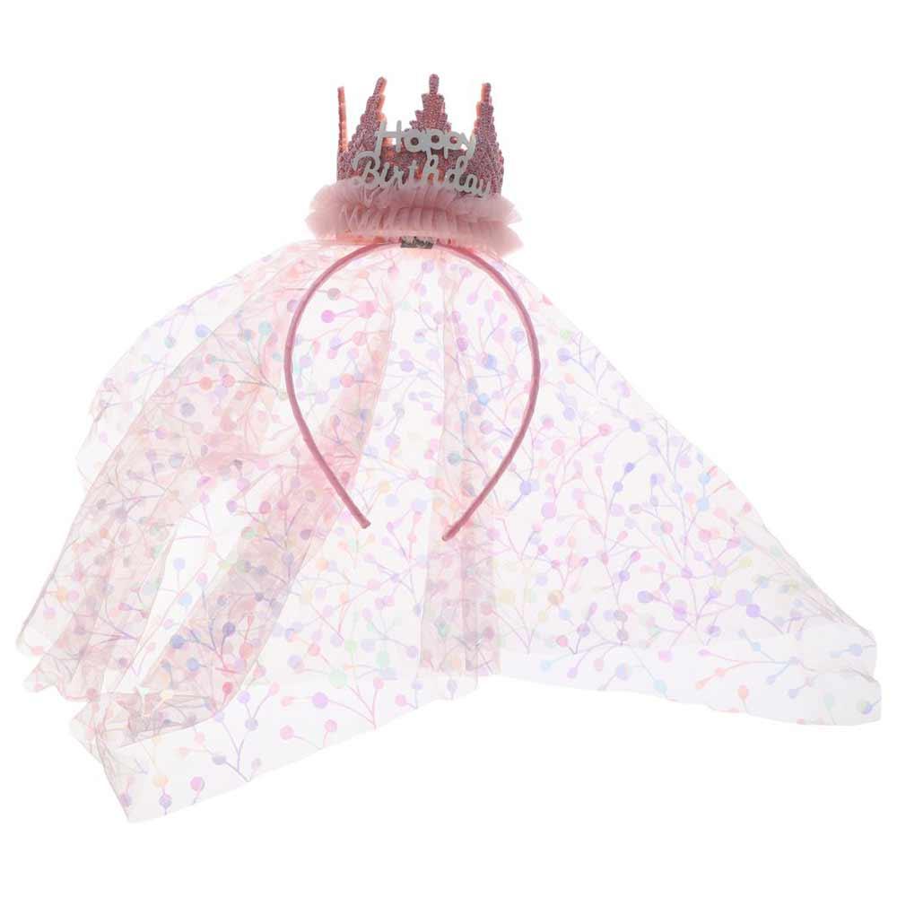 Korean Style Crown Gauze Headband Hair Accessories Headwear Lace Mesh Hair Hoop Photo Props Headdress Happy Birthday Hairband