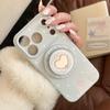 Cream polka dot Apple 17 Promax phone case iPhone 16 heart-shaped mirror magnetic suction support