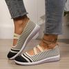 Fashion 2025 New Striped Knitted Platform Sneakers Women Breathable Mesh Non Slip Sports Shoes Woman Comfort Slip On Walking Shoes Mujer