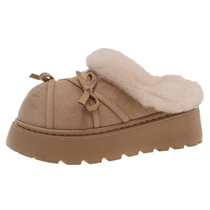 Women's Thick-soled Large Size Thickened Winter Warm Fur One Snow Boots Padded Lining Ankle Boots Non-slip Hiking Sports Cotton Slippers