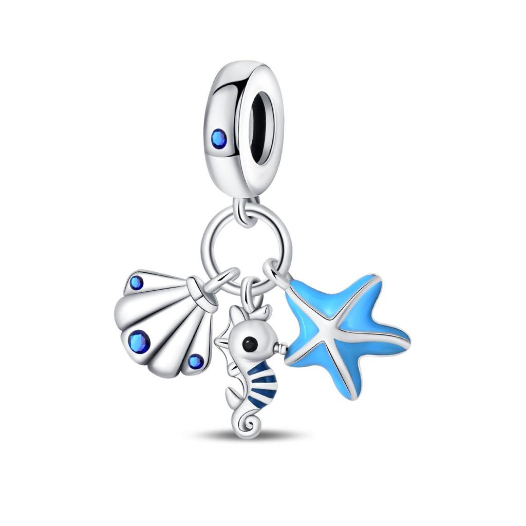 Kupferfarbene Reise- und Urlaubs-Serie - Dreiteiliger Wellen-Anhänger Passendes Pfannenarmband DIY-Charme für Damen Schmuck Mode Geschenk