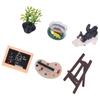 MultiUse Miniature Furniture Set for Doll House Decoration Photography Fishtanks Cats Easel 1/12 Scene Setting Accessories