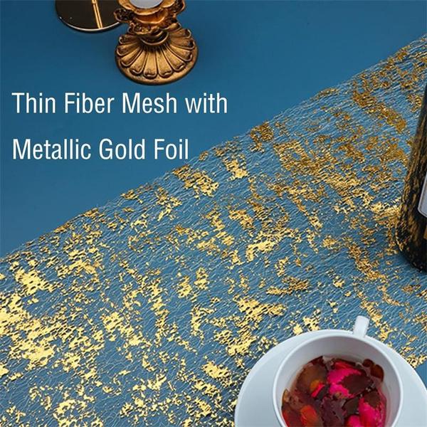 Table Runner Roll, Glitter Gold Foil Mesh Table Runner Decorative Dining Table Centerpiece for Party, Wedding, Baby Shower, Christmas