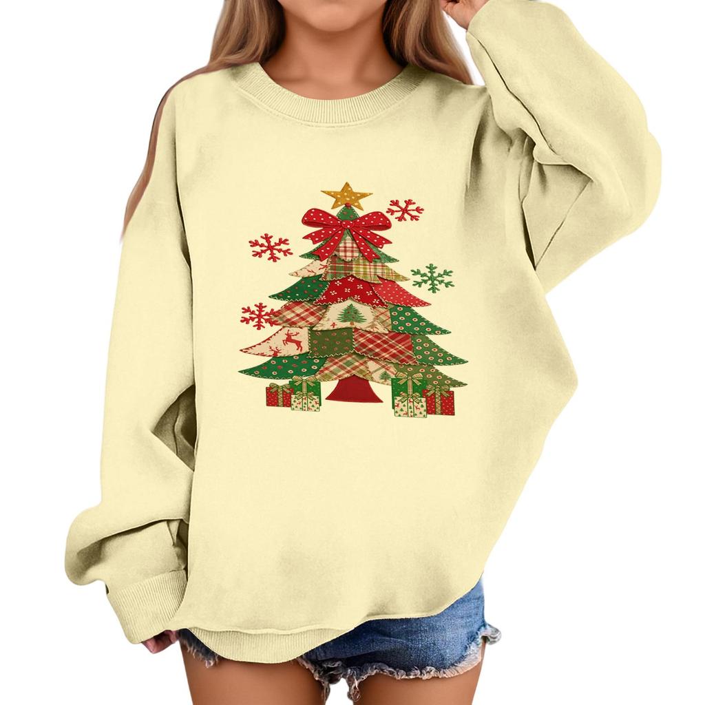 Children's Fashionable Casual Long-sleeved Loose Christmas Print Pullover Sweatshirt