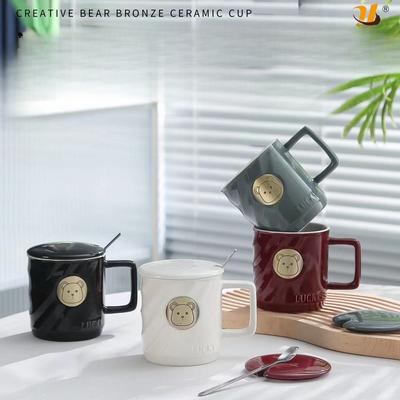 Kreativer Bär Bronze Keramik Tassen Becher Kupfer MEDAILLEN Kaffeetassen Schultag Geschenk Tassen