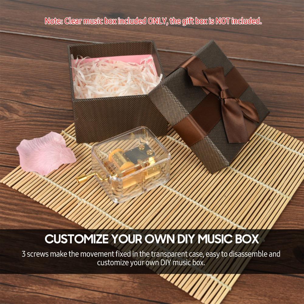 Acrylic+Metal Hand Crank Music Box Compact Size Mechanical Music Box For Music Lover