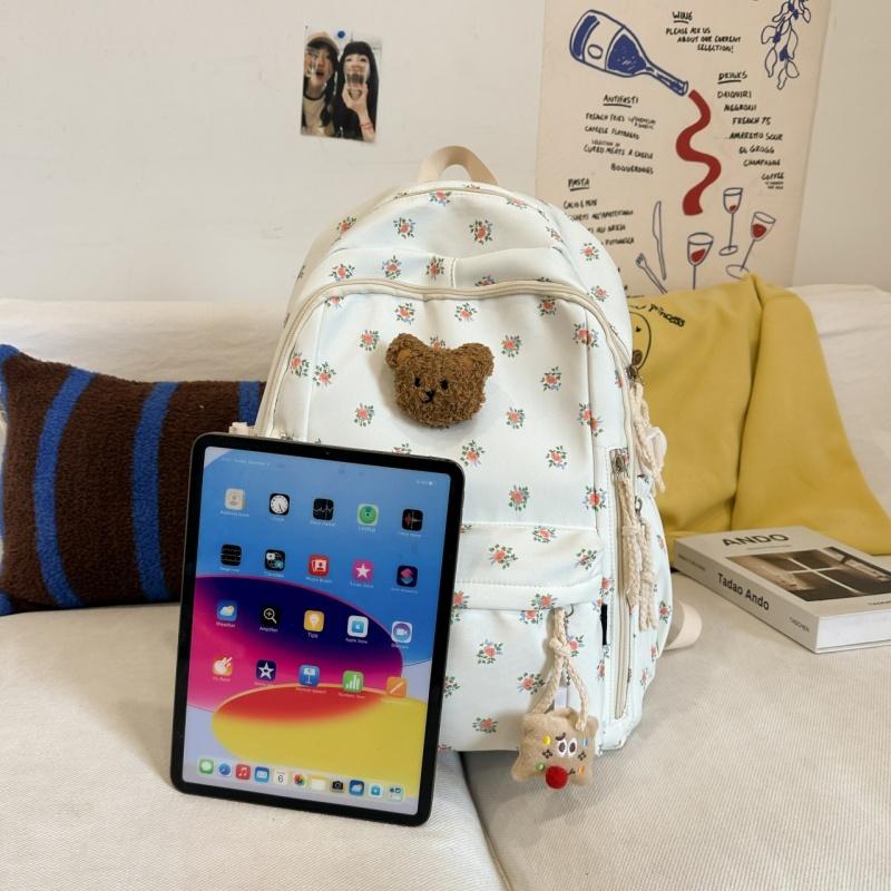 High Value Small Fresh Floral Girl Student Backpacks College Style Large Capacity Nylon Schoolbag College Students Teenagers Going Out Travel Rucksack
