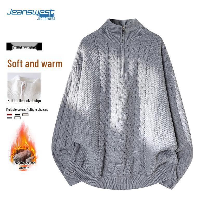 

JEANSWEST Men s Half-Zip Stand-Collar Jacquard Sweater XL