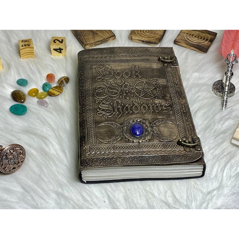 Book of Shadows Vintage Leather Journal Grimoire Journal with Handmade Deckle Edge Paper Gifts for Men and Women