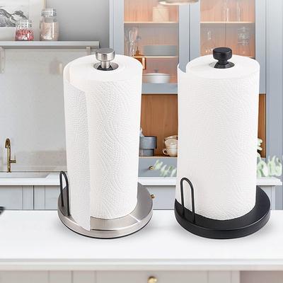 Stand Papierrollenhalter Edelstahl Schwarz Gebürstet Dämpfer Vertikal Küche Bad WC Rund Papierhandtuchhalter Tissue Regal