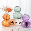 Nordic Style Vertical Striped Glass Gourd Shaped Transparent Glass Vase Desktop Home Office Decoration Housewarming Gift