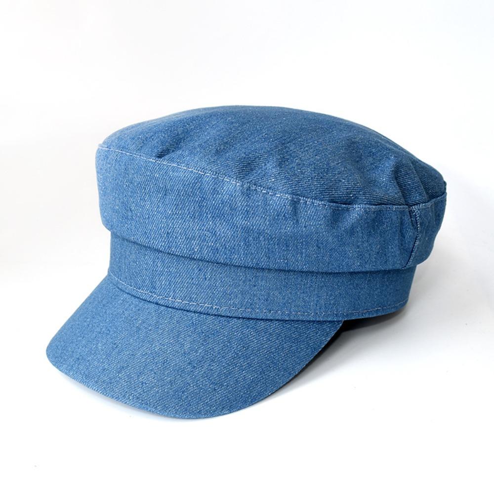 Adjustable Duckbill Hat Breathable Beret Cap Retro Octagonal Cap синий