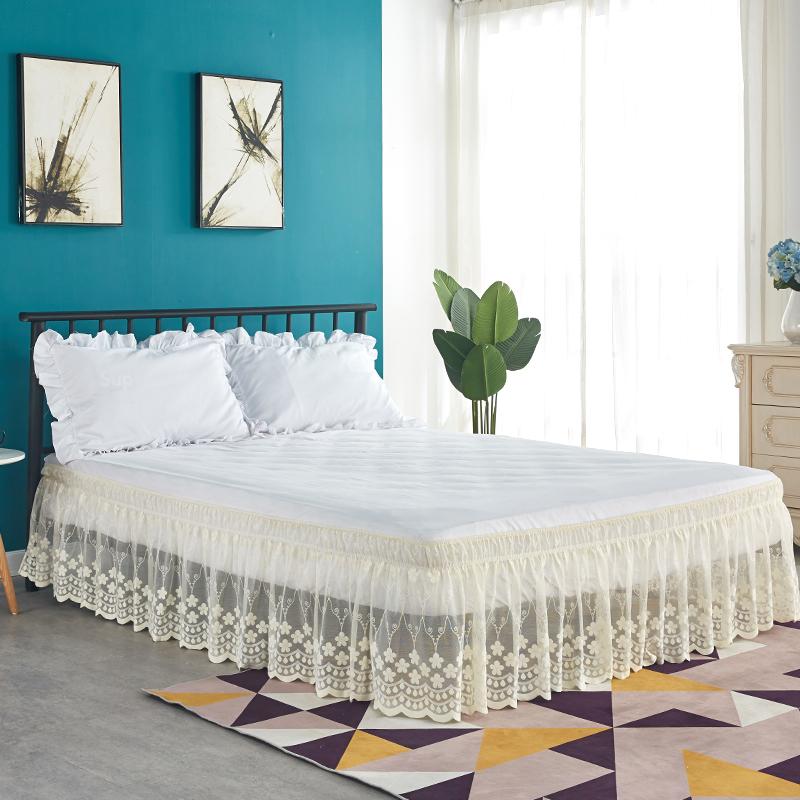 Top Selling Pretty Design 18 Inch Drop Delicate Ruffles Floret Lace Bed Skirt With Strong Elastic Belts-Women/Lady/Girls Love Twin 90x190x45cm