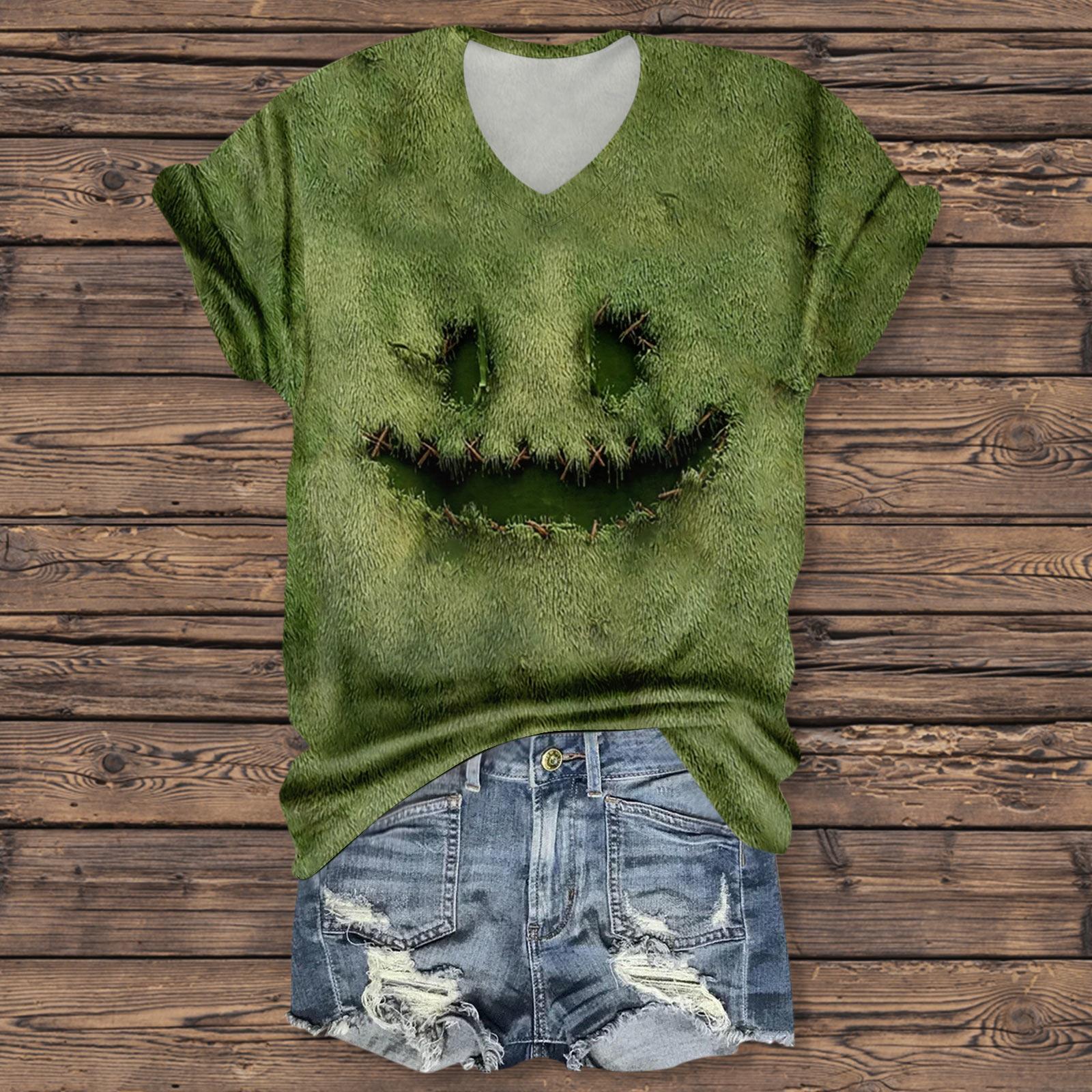 

Женская мода повседневная рубашка с рукавом три четверти и принтом букв на Хэллоуин L